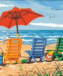 Vacations at The Beach Landscape Paint By Numbers