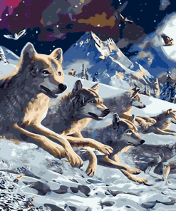 TUMOVO DIY Wolves Paint by Numbers, Flock of Wolves at Night Howls to The  Moon Paint by Numbers for Adults, Animal Art Paint by Numbers Kits on