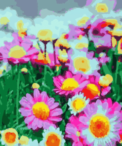 Pink Blossom Flowers Paint By Numbers