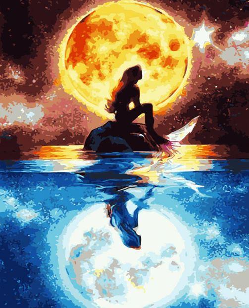 Mermaid Under The Moonlight Paint By Numbers Numeral Paint Kit