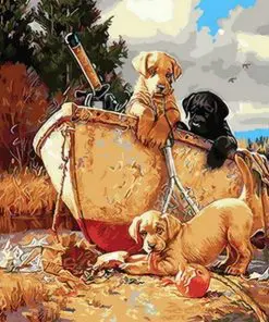 Dogs In Boat Paint By Numbers