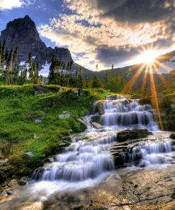 Glacier Park Waterfall Paint By Numbers