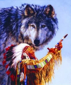 Native American Chief And Wolf Paint By Numbers