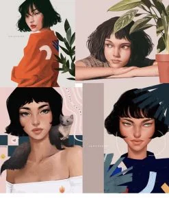 Girls In Short Hair Paint By Numbers