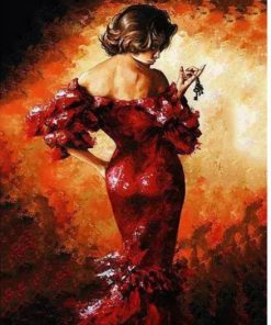 Lady In Red Paint By Numbers