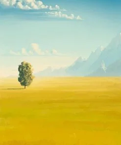 Tree In Yellow Wheat Field Paint By Numbers