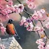 Bird And Cherry Blossoms Branch Paint By Numbers