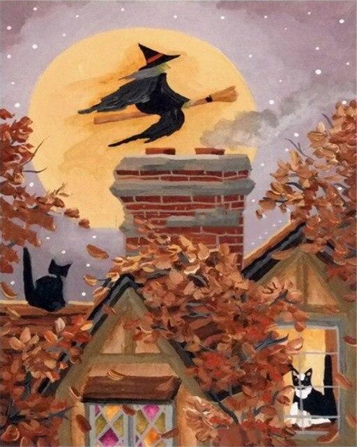 vintage halloween witch paint by numbers