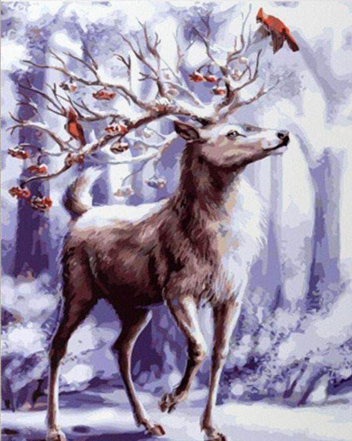 Winter Deer - Animals Paint By Number - Numeral Paint