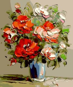 Red Flowers Vase Paint By Numbers