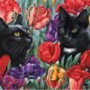 Black Cats And Tulips paint by numbers