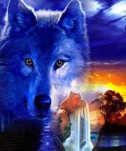 Blue Wolf Scenery Animals Paint By Numbers
