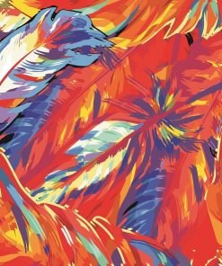 Colorful Tropical Leaves Paint By Numbers
