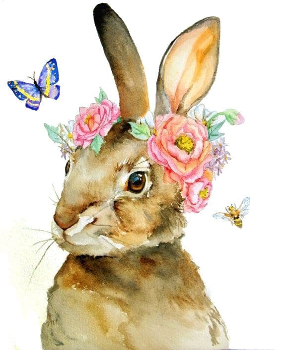 Download Bunny With Flowers Around Ears Animals Paint By Numbers Numeral Paint
