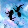 Girls Swinging Silhouette Paint By Numbers