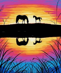 Horses Silhouette Paint By Numbers