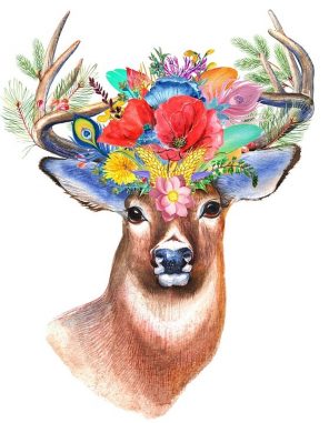 Deer With Flowers Crown Paint By Numbers