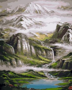 Mountains Waterfall Paint By Numbers