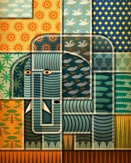 Patchwork Elephant Paint By Numbers