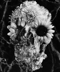 Black And White Floral Skull Paint By Numbers