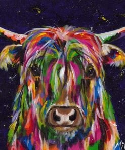 Colorful Highland Cow Paint By Numbers