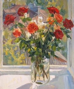 Roses Glass Vase paint by numbers