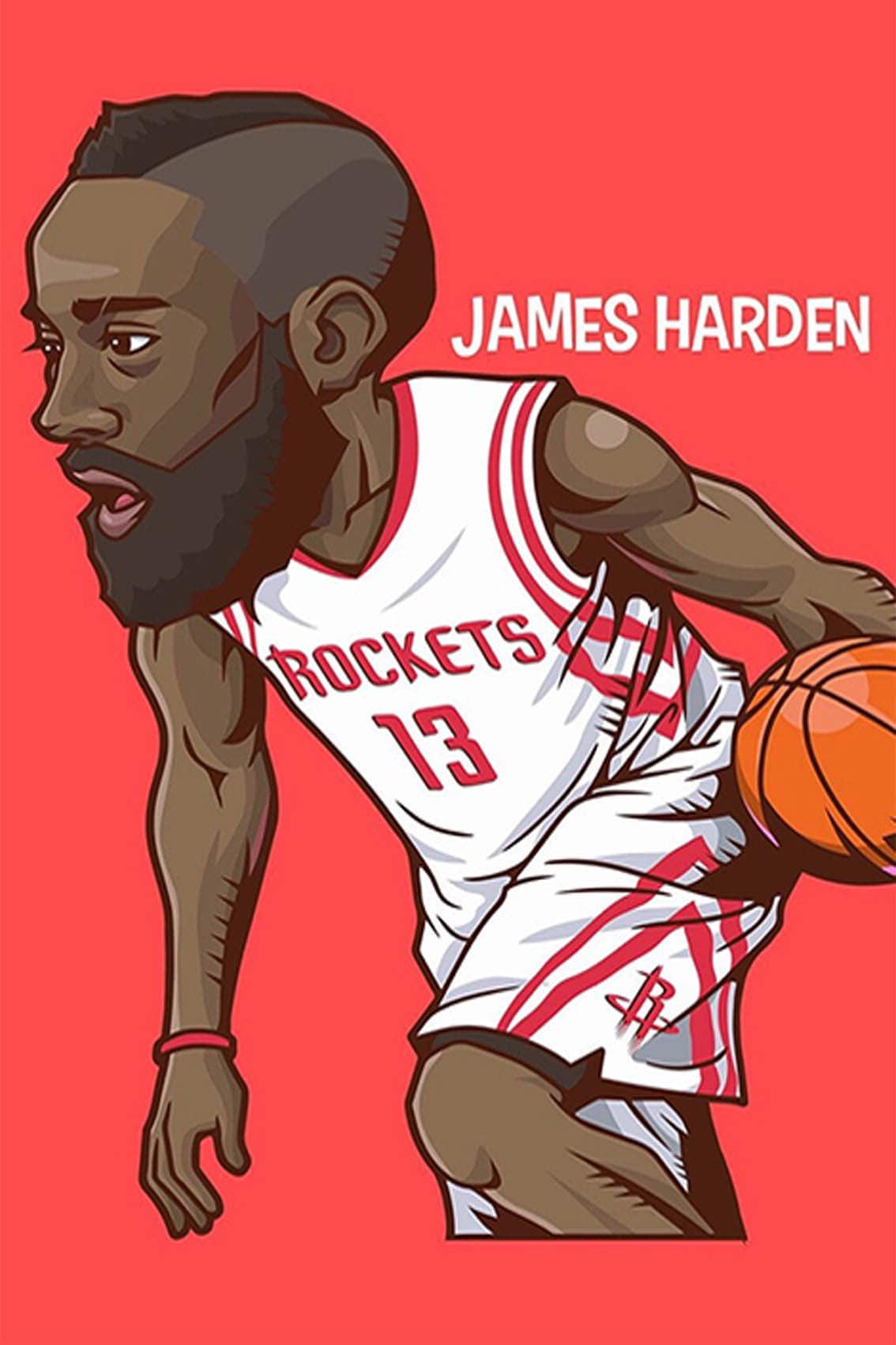 James Harden ~ Cartoon Illustration : NBA Art Board Print for Sale by  GGStore