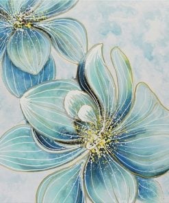 Gold Blue Flowers Paint By Numbers