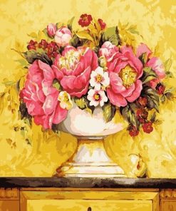 Pink Peonies Vase Paint By Numbers