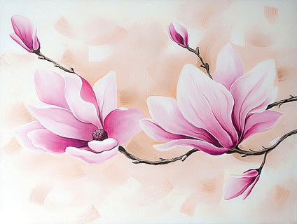 Pink Flowers - Paint By Number - Paint by Numbers for Sale