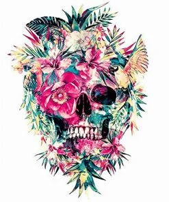 Skull With Flowers Paint By Numbers