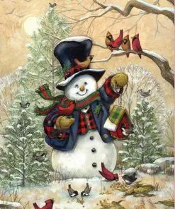 Snowman And Cardinals Paint By Numbers