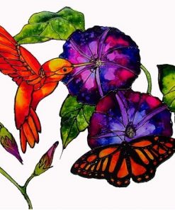 Hummingbird On Flowers Paint By Numbers