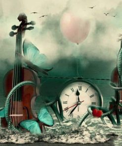 Two Violins And Alarm Clock Still Life Paint By Numbers