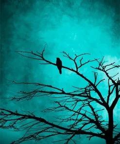 Bird On Tree Silhouette Paint By Numbers