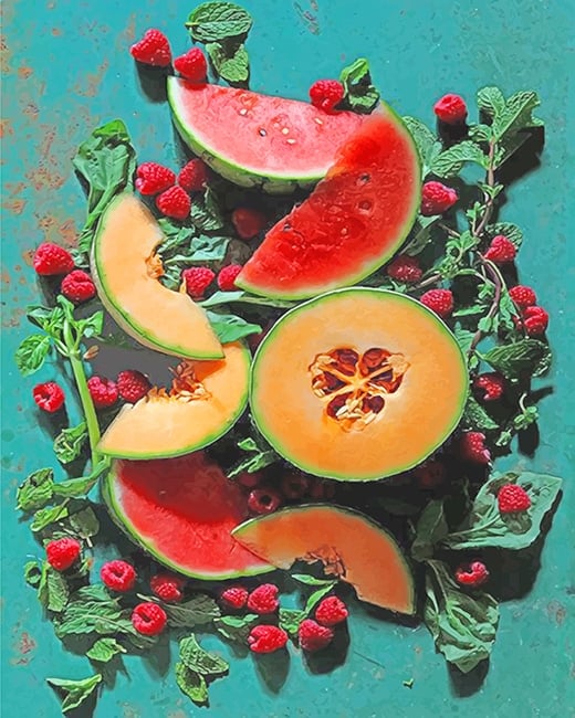 Cantaloupe And Watermelon Paint By Numbers