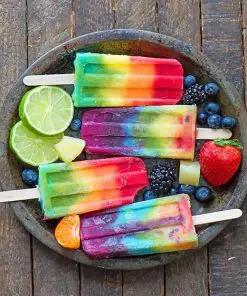 Rainbow Ice Lollies paint by numbers