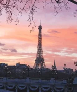 Sunset Eiffel Tower Paris Paint By Numbers