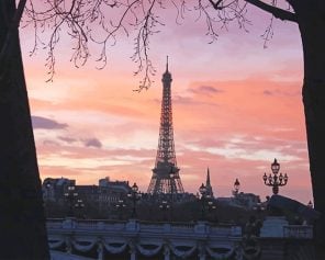 Sunset Eiffel Tower Paris Paint By Numbers