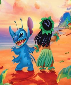 ACENGXI Paint by Numbers Disney Paint by Numbers I Love You to the Moon  Back Painting by Numbers Lilo Stitch Acrylic Painting Kits Lilo and Stitch