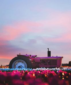 Pink Tractor Paint By Numbers