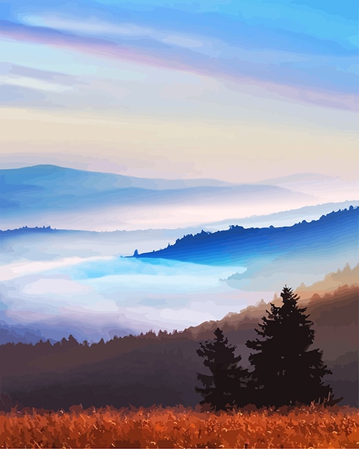 Fog mountains Paint By Numbers