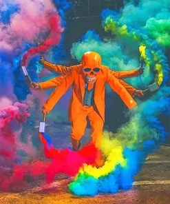 Colorful Smoke Skull Paint By Numbers