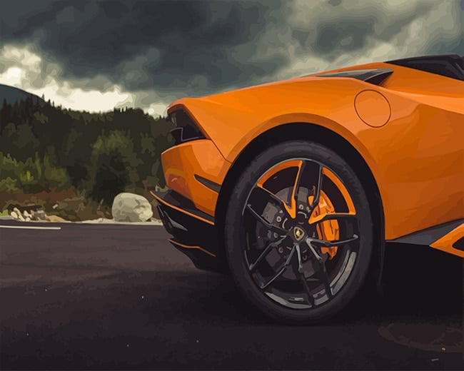 Orange Lamborghini Paint By Numbers