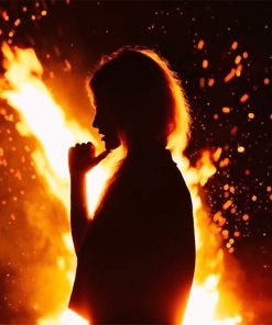 Fire Girl Silhouette Paint By Numbers