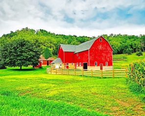 Red Farm Barn Paint By Numbers