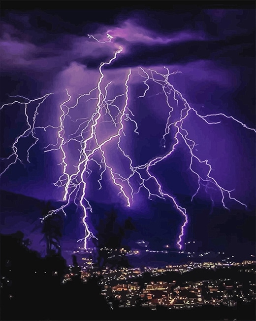 Lightning Purple Sky Paint By Numbers
