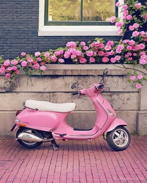 Vespa Pink Scooter Paint By Numbers
