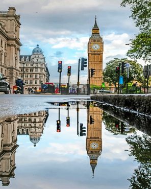 Big Ben Water Reflection Paint By Numbers