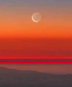 Twilight Orange Moon Paint By Numbers